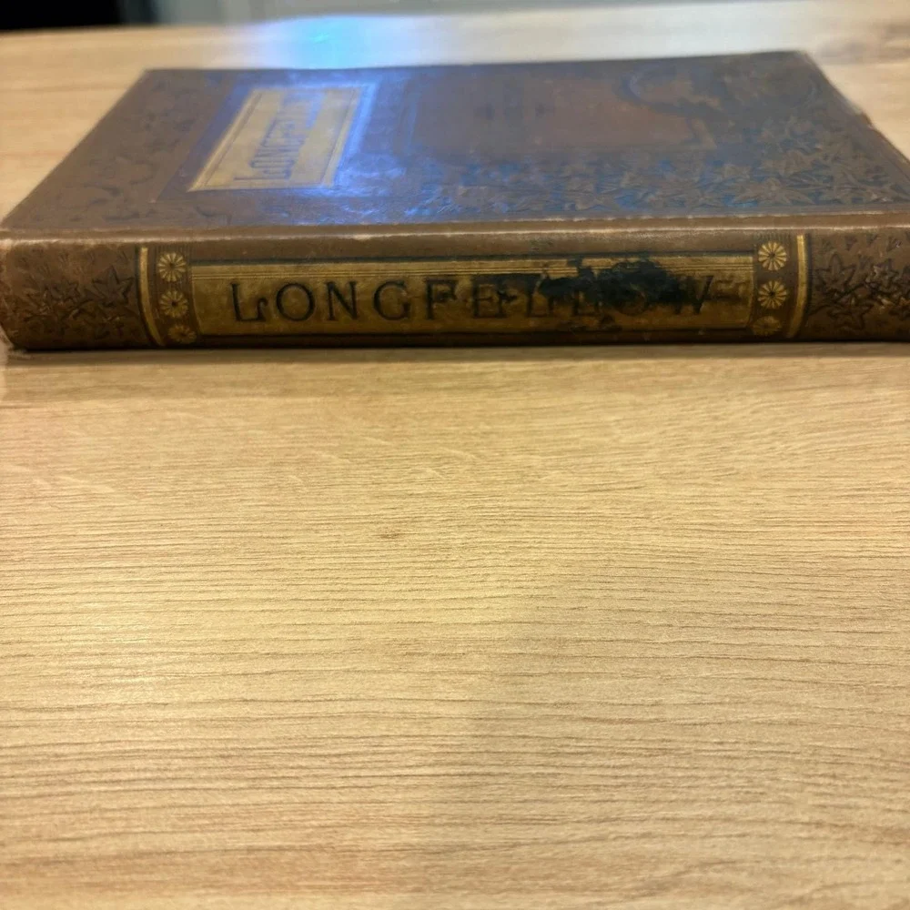 Antique Poetry Book Set Holmes Lowell Longfellow Illustrated Decorative Covers